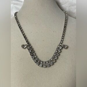 Elegant vintage marked Sterling Silver fold over clasp double rhinestone chain